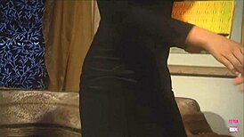 Wow, check this brunette maid in a hot threesome with boss and friend’s big cock!