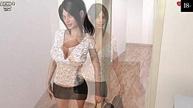 Nurse rides monster cock in cute roommate gameplay