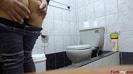 Best tight latina ass gets anal creampie in bathroom 😈