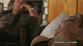 Curvy hotwife in lingerie deepthroats and pleases her lover's hard cock with intense blowjobs.