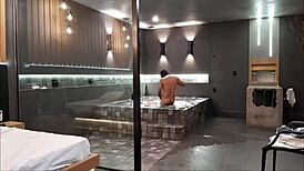 in the bathtub, wild sex with brunette, she couldn't handle my cock