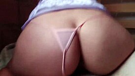i watch this sexy video with pink panties aside, big ass cumshot, then cock back in tight pussy