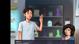 brunette milf with big ass in summertime saga erotic scene