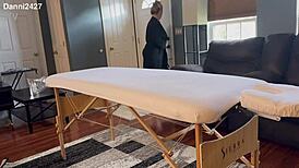 Curvy Milf Danni Jones Has A Home Visit From Her Fit Bodybuilder Masseur, Focusing On Her Legs And Ass.