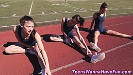 Athletic Lesbian Teens Finger Each Other