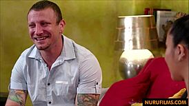 guidance counselor seduces student for oiled interracial nuru massage and wild blowjob