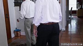 Horny old man jerking off Ivy with ginormous tits!