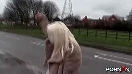 Petite Blonde Shaved Pussy Pissing Publicly In British Reality