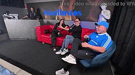 Sara Blonde bangs a fan with huge cock as cuckold husband watches on Juan Bustos Show