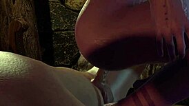 sexy purple elf teases with big round butt in pov 3d