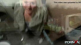 pornxn mature blonde pissing in public on the street