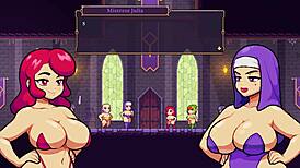 Scarlet Maiden's Lesbian Bossfights with Big Tits in Hentai Game