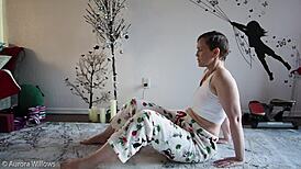 Yoga Lesson 349 Turns Wild! Brunette Milf Dominates With Femdom Pussy Play in Fetish Session