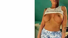 She bends over for a closer view of her big tits in POV.