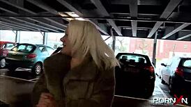 pornxn mature blonde pissing in public on the street