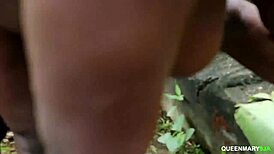 Ebony Neighbor Bent Over for Outdoor Doggystyle Creampie