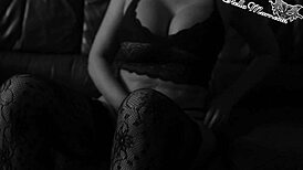 Busty milf enjoys dildo play and reaches climax in lingerie