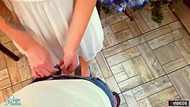 step sister gives her pussy after christmas dinner