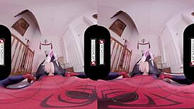 spider gwen in vr blows your mind with her mouth and pussy