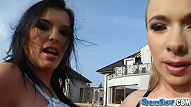 Sperm swap big tit orgy ends with cum swapping