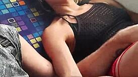 My friend jerks me off while I suck his cock on a crowded train