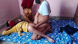 Fucking Friend's Girlfriend in Threesome with Hindi Voice