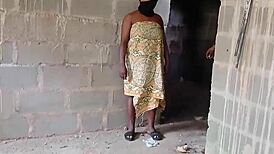 Big Ass Ebony Takes Big Cock DoggyStyle in Outdoor Unfinished Home