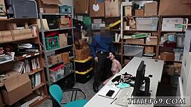 This Petite Teen Got Caught by the Duty-Bound Police Officer in the Store.