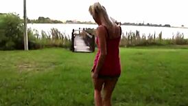 Outdoor Solo Blonde Teen Lil Kelly Masturbates in Public Spot