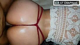 Latina's big ass in mini shorts and heels