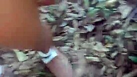 Super bold outdoor queen Mei Na picks up guy on park bench for blowjob, then standing fuck in woods with creampie 😏