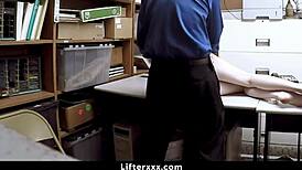 Teen suspect got punished hard by LP officer in office with clothes ripped