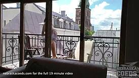 19yo sera ann public balcony casting letting me help and rub her spot with my gentle touch petite 18+ dirty