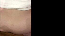 japanese couple squirting bent over doggystyle creampie in living room