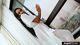 I am natty, the asian shemale jerking off my big cock