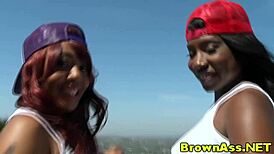 I saw this big booty duo getting their bums cumshotted outdoor, it was so hot!