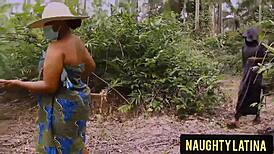 Landlord's wife bent over in outdoor group orgy with big cocks and cumshots.