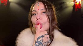 that hot goth girl mari galore gives a sloppy wet blowjob