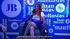 Curvy Colombian Redhead Andrea Pardo Orgasms Five Times Vibrator Miniskirt