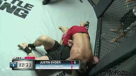 brunette model receives facial after intense fight.