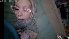 Couple in glasses enjoys rough anal sex and ass-to-mouth blowjob with moaning