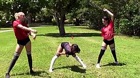 Bff babes get impaled on jock in hardcore group sex