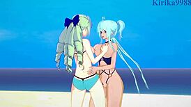 Saint-Germain and Cagliostro engage in intense futanari creampie amidst symphogear hentai battles