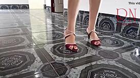 Innocent Milf Performs Striptease in High Heels at Empty House