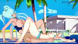 Saint-Germain and Cagliostro engage in intense futanari creampie amidst symphogear hentai battles