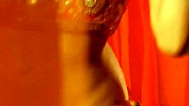 brunette cougar dances erotically, teasing nude in indian striptease