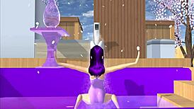 Point of view cartoon fox girl dances on your lap