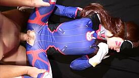 in overwatch cosplay, tiny d va moans loudly on that super thick cock from somegirth