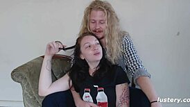 Bee and Mac dive into a steamy sofa submission on Lustery! 🔥