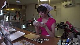 toy banging the shop keeper right in the busy store during broad daylight. hear her loud moans!